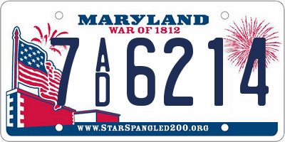 MD license plate 7AD6214