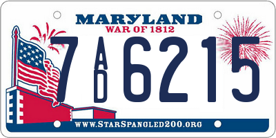 MD license plate 7AD6215