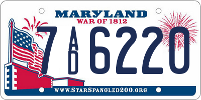 MD license plate 7AD6220