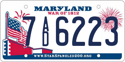MD license plate 7AD6223