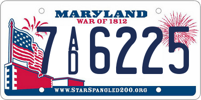 MD license plate 7AD6225