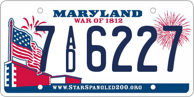 MD license plate 7AD6227