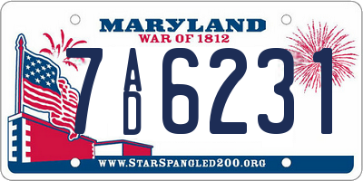 MD license plate 7AD6231