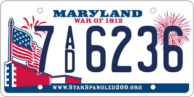 MD license plate 7AD6236
