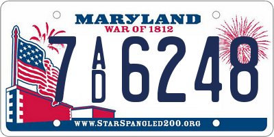 MD license plate 7AD6248
