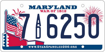 MD license plate 7AD6250