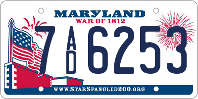 MD license plate 7AD6253