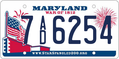 MD license plate 7AD6254
