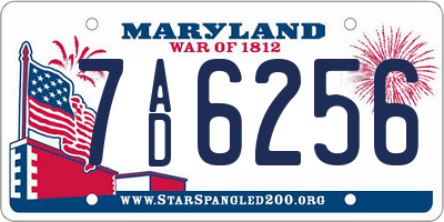 MD license plate 7AD6256