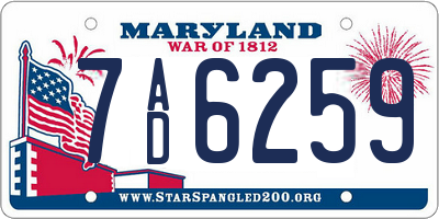 MD license plate 7AD6259