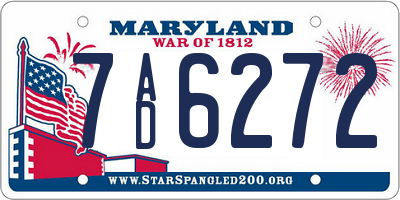 MD license plate 7AD6272