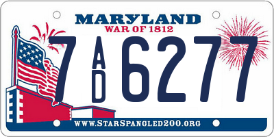 MD license plate 7AD6277