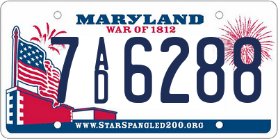 MD license plate 7AD6288
