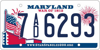 MD license plate 7AD6293