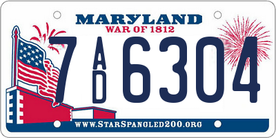 MD license plate 7AD6304