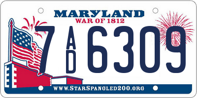 MD license plate 7AD6309