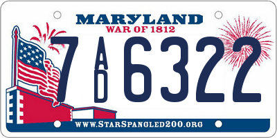 MD license plate 7AD6322