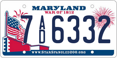 MD license plate 7AD6332