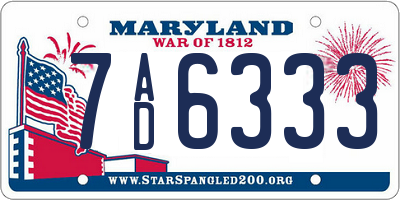 MD license plate 7AD6333