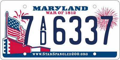 MD license plate 7AD6337