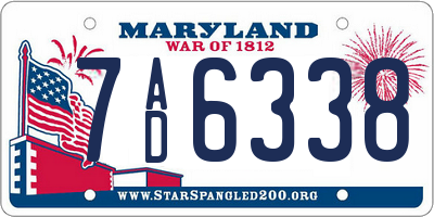 MD license plate 7AD6338