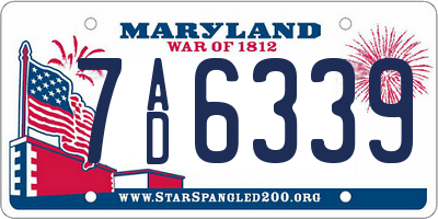 MD license plate 7AD6339