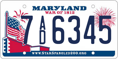 MD license plate 7AD6345