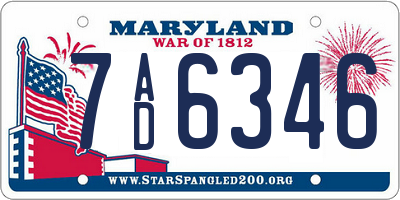 MD license plate 7AD6346