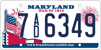 MD license plate 7AD6349