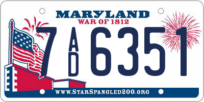 MD license plate 7AD6351