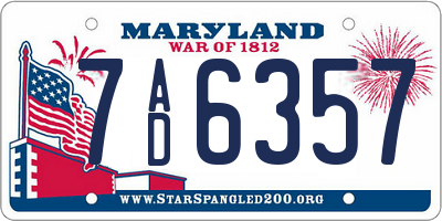 MD license plate 7AD6357