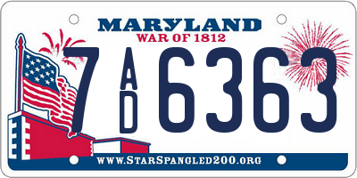 MD license plate 7AD6363