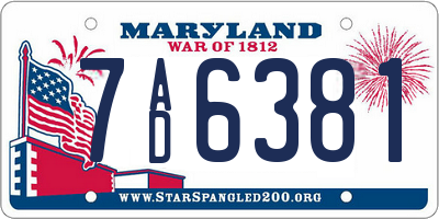 MD license plate 7AD6381