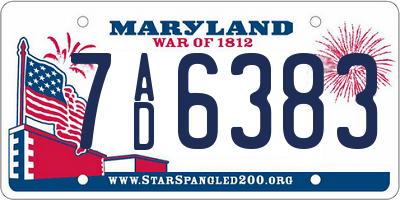 MD license plate 7AD6383