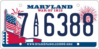 MD license plate 7AD6388