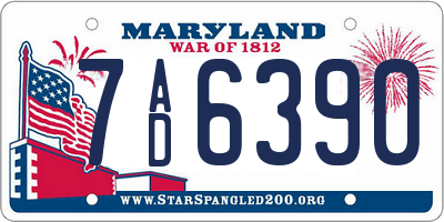 MD license plate 7AD6390