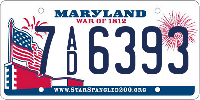 MD license plate 7AD6393