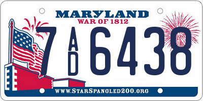 MD license plate 7AD6438