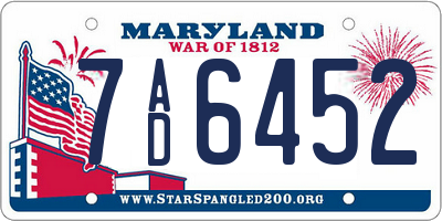 MD license plate 7AD6452