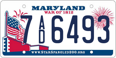 MD license plate 7AD6493