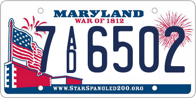 MD license plate 7AD6502