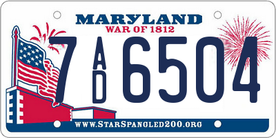 MD license plate 7AD6504