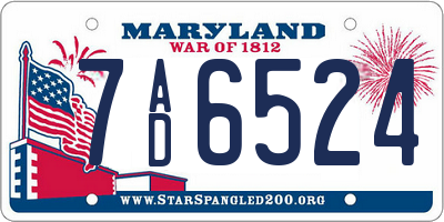 MD license plate 7AD6524