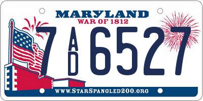 MD license plate 7AD6527