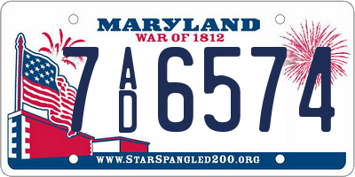 MD license plate 7AD6574