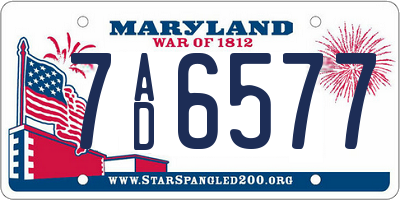 MD license plate 7AD6577