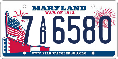 MD license plate 7AD6580
