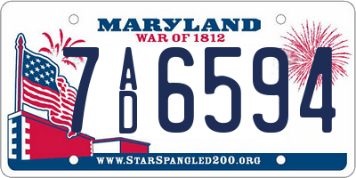 MD license plate 7AD6594
