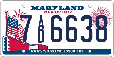 MD license plate 7AD6638