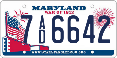 MD license plate 7AD6642